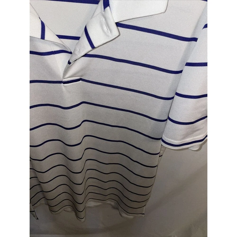 Ralph Lauren RLX Mens Golf Shirt Size Medium White Striped Short Sleeve Button